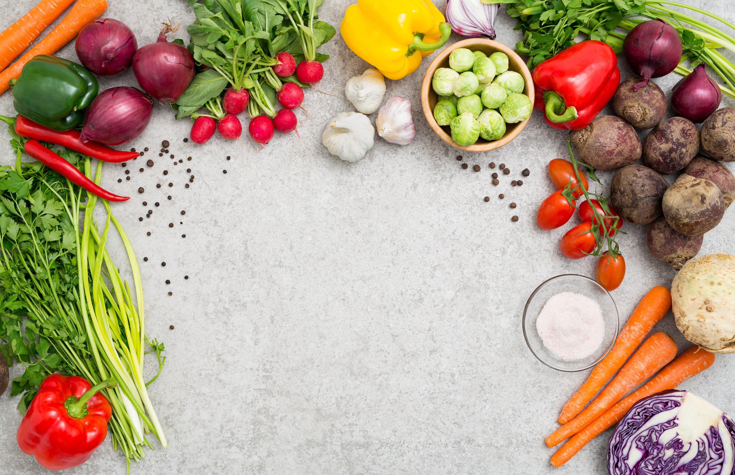 Vegetables on a Stone Countertop